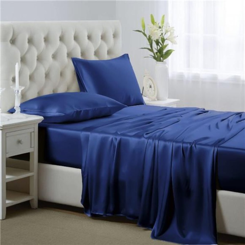 Housing Silk Satin Sheets,4-Piece Full Size Satin BedSheet Set with Deep Pockets